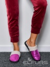 Тапочки женские кожаные с отделкой из овчины фиолетовые